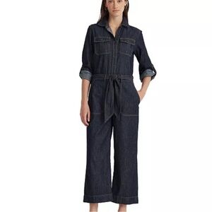New Lauren Ralph Lauren Women's Denim Utilitarian Jumpsuit Size 12 Petite